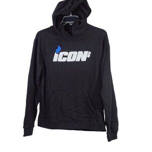 Icon Air Black Graphic Hooded Pullover Sweatshirt Men Size M Kangaroo Pocket